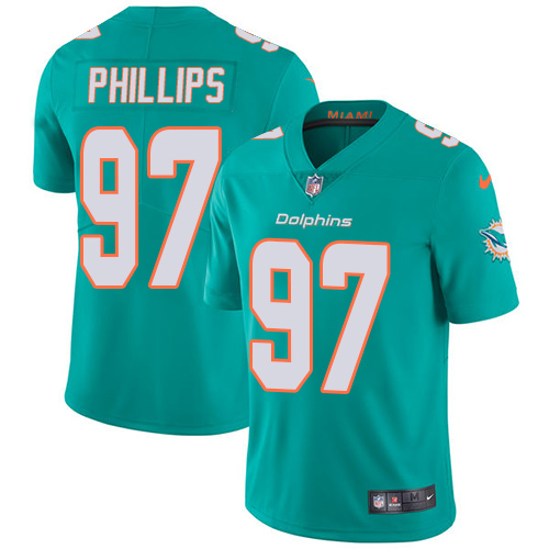 Nike Dolphins #97 Jordan Phillips Aqua Green Team Color Youth Stitched NFL Vapor Untouchable Limited Jersey - Click Image to Close